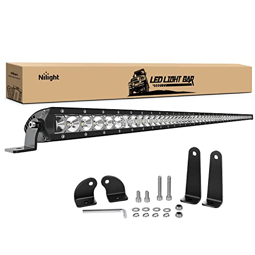 Nilight - 40007C-A 51Inch 250W Super Slim Spot Flood Combo Bar Driving Fog Single Row Off Road LED Lights-2 Style Mounting Brackets