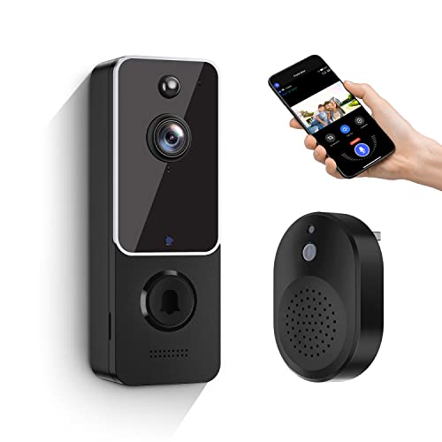 EKEN Video Doorbell Camera Wireless with Chime Ringer, Battery Powered, Smart AI Human Detection, 2.4G WiFi, 2-Way Audio, Night Vision, Cloud Storage, Indoor/Outdoor Surveillance