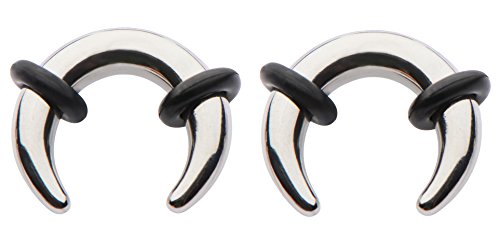 Pair Steel Ear Plugs Tunnels Tapers Pinchers Horseshoes Gauges 0g 2g 4g 6g 8g 10g 12g 14g (12g)