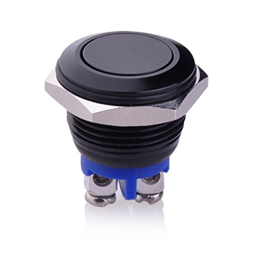 Ulincos Momentary Push Button Switch U16A1 1NO SPST Black Metal Shell Suitable for 16mm Mounting Hole