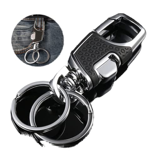 KIFIDAN Car Keychain Premium Keychain 2 Keyrings Chrome Plated Stainless Steel Heavy Duty Car Keychain Men and Women Heavy Car Keychain Keychain-Black