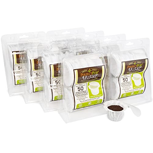 Perfect Pod EZ-Cup Paper Coffee Filters with Patented Lid for Single-Serve Coffee Brewers and Coffee Pods, Compatible with Keurig, 8-Pack (400 Filters)
