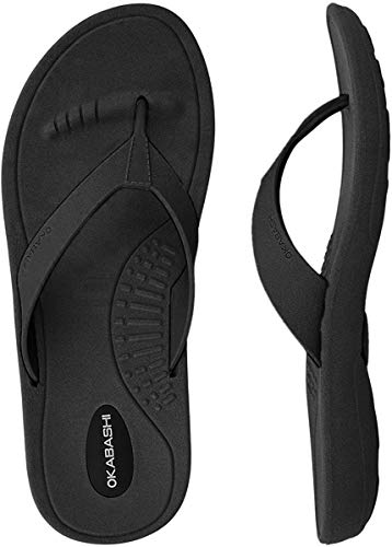 OKABASHI Women's Breeze Flip Flop Sandals (Small/Black/Black)