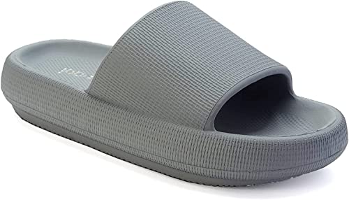 Joomra Slippers for Women Mens Massage Foam Pillow House EVA Shower Bath Bathroom Home Platform Sandals Flat Cushion Slides for Ladies Female Male Sandles Grey 39-40