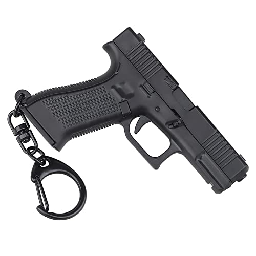 TIMQUA Mini Gun Keychain Accessories, Pistol Shape Key Chain, Tactical Tiny Guns Shape Model Pendant Gift for Men…