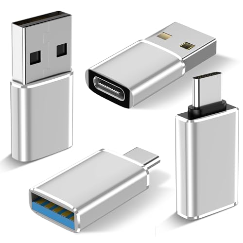 xiwxi [4 Pack USB to USB C OTG Adapter,[2*Type C Female to A Male Charger Converter]&[2*USB C Male to USB 3.0 Female Adapter] Thunderbolt 4 Converter iWatch 8 9,iPhone 15 14 13 Pro Max,Car,Samsung