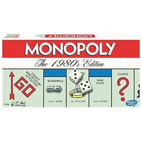 Monopoly The 1980's Edition With Original 1980's Artwork & Components incl. All Classic Tokens, by Winning Moves Games USA, Classic Family Board Game with Classic Tokens, for 2 to 8 Players, Ages 8+