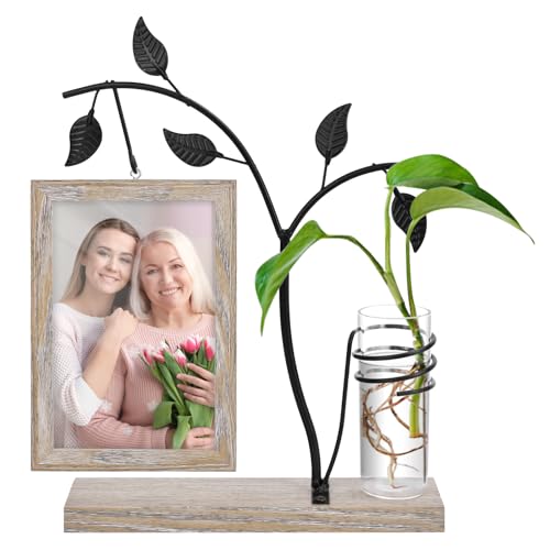 KUCHEY Gifts for Mom from Daughter Son, Mothers Day Gifts, Mom Birthday Gifts, Gifts for Grandma, Mother Grandmother Mama Gift, Wooden Picture Frame Plant Hydroponics Home Garden Office Decor