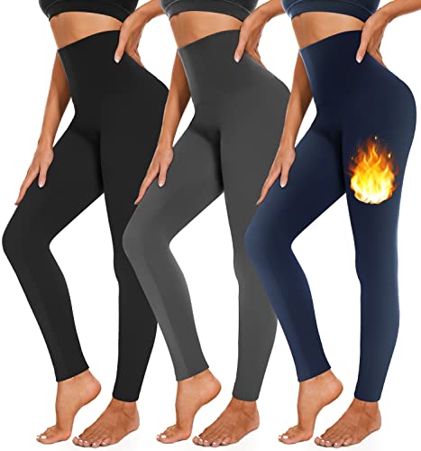 3 Pack Fleece Lined Leggings Women High Waisted Warm Winter Yoga Pants for Women Thermal Running Workout Leggings
