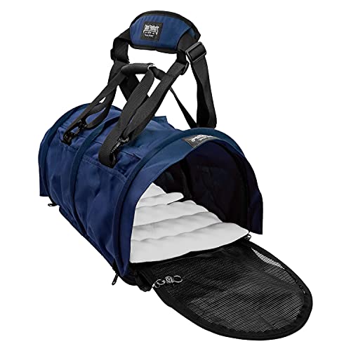 Divided SturdiBag Large Pet Carrier: Compartment for 2 Pets, Flexible Height for Cat and Dog Soft Sided with Safety Clips and Seatbelt Straps | Navy, 18' x 12' x 12' (PN: SB2D-PRO-N)