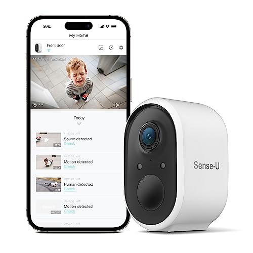 Sense-U Security Wireless Outdoor Camera 2, FSA&HSA Eligible, HD Video/No Monthly Fee/Rechargeable/Night Vision/PIR Motion Detection/Siren Alarm/Activity Zone/Waterproof