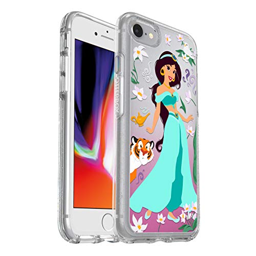 OTTERBOX SYMMETRY SERIES Disney Power of Princess Case for iPhone SE (3rd and 2nd gen) and iPhone 8/7 - Retail Packaging - OASIS OF INDEPENDENCE (JASMINE) (SILVER FLAKE/CLEAR/JASMINE GRAPHIC)