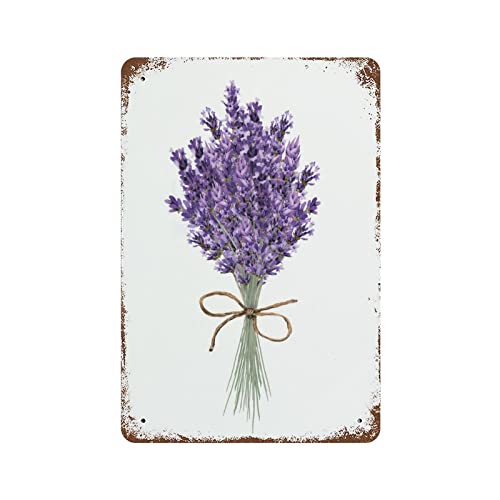 Habilboi Retro Purple Lavender Flower ArtLavender Decor Garden Signs Decorative Flowers Metal Signs Lavender Plaque Metal Vintage Pub Wall Home Art Kitchen Garden Farmhouse Decor 8x12inch
