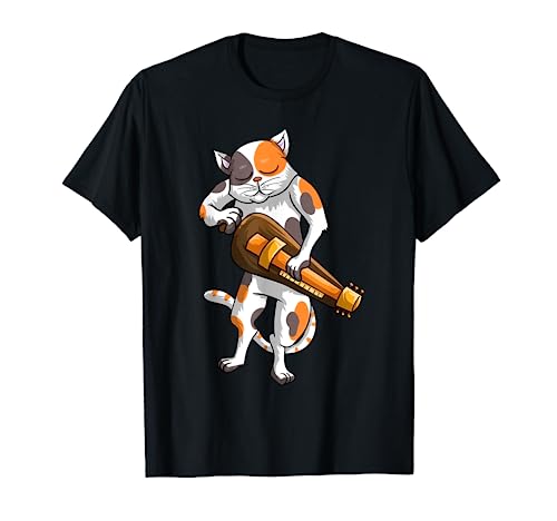Funny Cat Playing Hurdy Gurdy Gift | Cool Kitten Musician T-Shirt