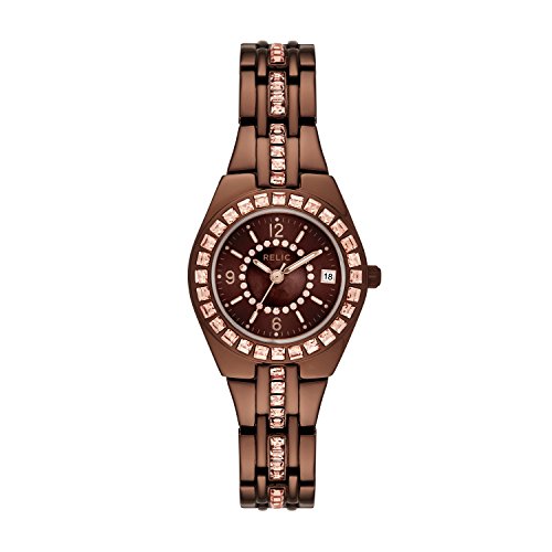 Relic by Fossil Women's Queen'S Court Analog-Quartz Watch with Alloy Strap, Brown, 15.8 (Model: ZR12195)