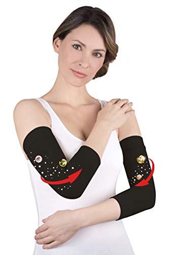 French Silhouette Women's Compression Arm Shaper - Anti-cellulite Upper Arm Sleeves, Black, 1 Pair