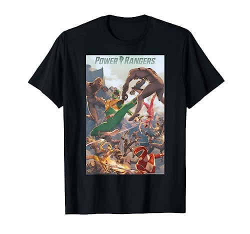 Power Rangers Morph Group Shot Filled Text Logo T-Shirt