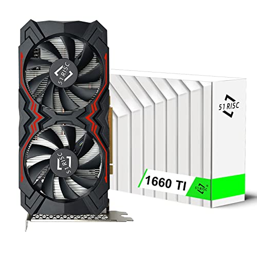 51RISC GeForce GTX 1660 Ti Graphics Card, 6GB GDDR6 192bit Video Card for Gaming GPU PCIe 3.0 x16 DP HDMI DVI 1080P 2K Game PC Card 1660ti 4K 8K Display (GTX 1660 Ti - Red)