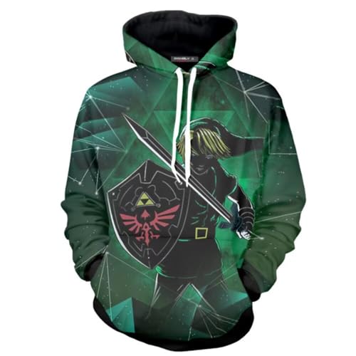 CHLOBLOM Link Cosplay Hoodie Halloween Costume Hooded Pullover Sweatshirt (Medium, Green)