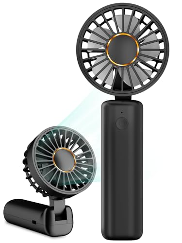 Hssio Portable Handheld Fan, Mini Desk Fan Foldable 2000mAh, 180° Ratotion, 3 Speeds, Ultra Quite, Up to 8H Long Use Time, Small Personal Cooling Fans Makeup Eyelash Fan for Women Girl
