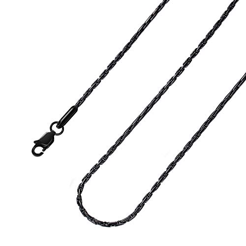 TRUSUPER 2-3mm Black Rolo Chain Stainless Steel Cable Chain Necklace Mens Womens Jewelry,18-36inch
