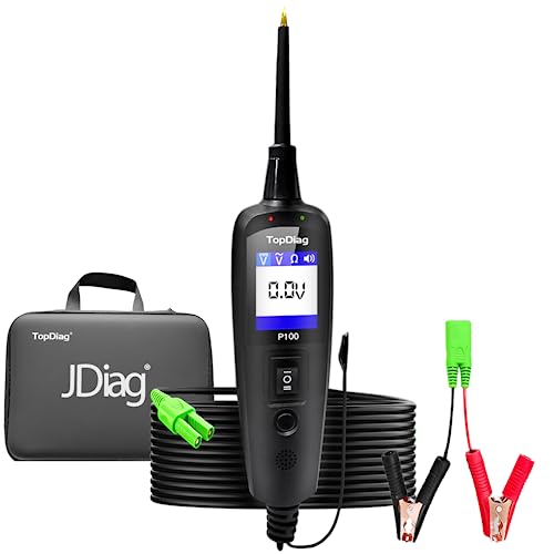Topdiag P100 Power Circuit Probe Kit Electric Tester Tool AC DC Voltage Tester Car Diagnostic Tool for All Cars Circuit Tester Automotive 40Ft Cable 12V 24V Electrical Circuit Tester for Truck Boat
