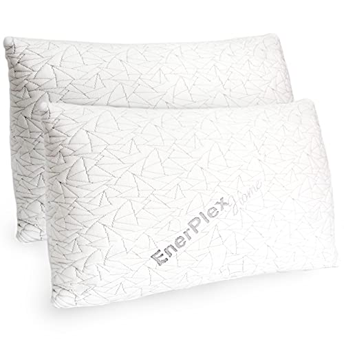 EnerPlex Memory Foam Pillows - Pack of 2 Adjustable, CertiPUR-US Certified King Size Pillows for Sleeping w/Extra Foam & Removable Viscose of Bamboo Cover - Machine Washable Firm Pillow