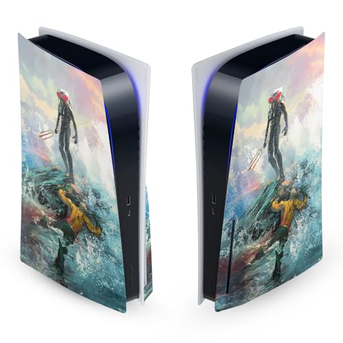 Head Case Designs Officially Licensed Aquaman DC Comics Black Manta Painting Comic Book Cover Vinyl Faceplate Sticker Gaming Skin Decal Compatible with Sony Playstation 5 PS5 Disc Edition Console