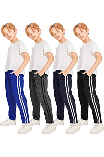Resinta 4 Pack Boys' Athletic Sweatpants Boys' Active Sweatpants with Pockets Soft Bottom Fleece Boys Jogger Pants