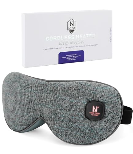 Aroma Season Heated Eye Mask Cordless, Warm Compress for Dry Eyes, Stye. Blepharitis, Chalazion, MGD, Machine Washable Perfect Light Blocking (Grey)