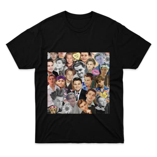Mens Womens T-Shirt Leonardo Unisex Dicaprio Cotton Collage Tee Shirt Graphic T Shirts Short Sleeve Top for Girls Boys Teen, One Size