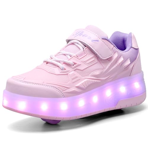Nsasy Roller Shoes Girls Boys Wheel Shoes Kids Roller Skates Shoes LED Light Up Wheel Shoes for Kids for Children Christmas Birthday Best Gift