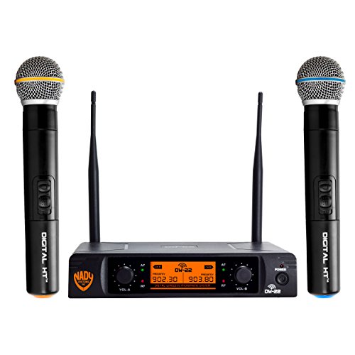 Nady DW-22 Dual Digital Wireless Handheld Microphone System – Dual Fixed UHF Frequency – Ultra-Low Latency with QPSK Modulation - Dual XLR and Mixed ¼” outputs