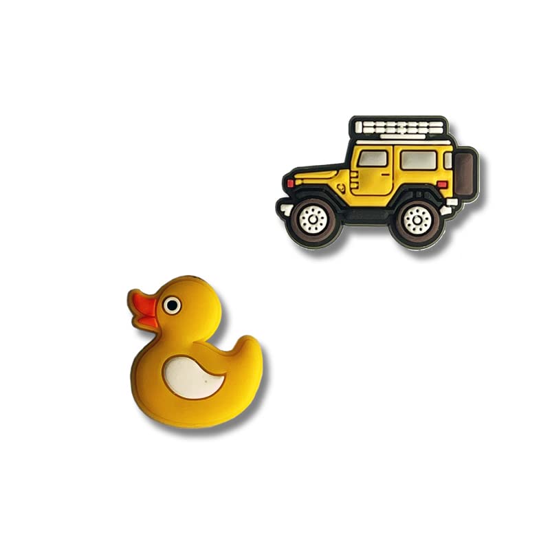 CH4X4 Off Road All-Terrain Vehicle Yellow FJ40 + Yellow Duck Combo (2 Pcs) Soft PVC Shoe Charms