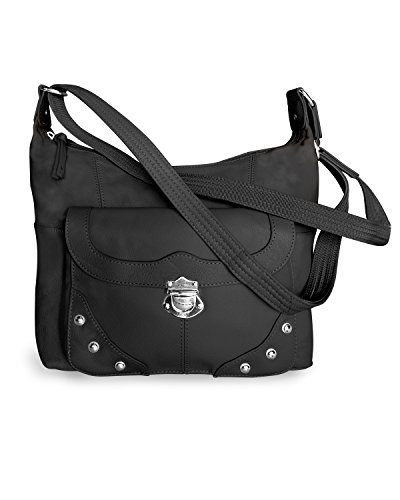 Roma Leathers Concealment Purse - Premium Cowhide Leather - Black - Studded - Dual Gun Entry - Adjustable Shoulder Strap - Designed in USA - 30 Day Manufacture Guarantee