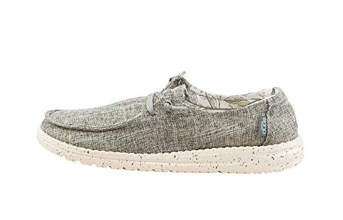 Hey Dude Women's Wendy L Linen Iron Size 9 | Women’s Shoes | Women’s Lace Up Loafers | Comfortable & Light-Weight