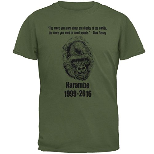 Old Glory Harambe Dignity Avoid People Mens T Shirt Military Green MD