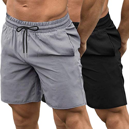 COOFANDY Gym Shorts for Men 2 Pack 7 Inch Quick Dry Workout Bodybuilding Pants Training Athletic Jogger with Pockets