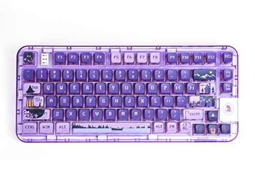 EPOMAKER CoolKiller CK75 75% Transparent Gasket Hot Swap RGB Bluetooth/2.4Ghz Wireless/Type-C Wired Gaming Keyboard with KSA Profile PBT Keycaps, Compatible with Win/Mac/Android(Purple,Clove Switch)