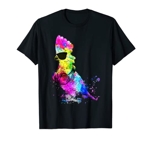 Retro Pop Art Umbrella Cockatoo Bird Portrait Headphones T-Shirt