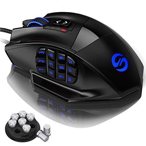 UtechSmart Venus Gaming Mouse RGB Wired, 16400 DPI High Precision Laser Programmable MMO Computer Gaming Mice [IGN's Recommendation]