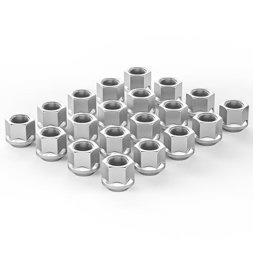 Richeer 20pcs 12x1.5 Wheel Lug Nuts, Open End Bulge Chrome 12x1.5 Lug Nut, 0.84'(21mm) Height - Conical Seat -3/4'(19mm)