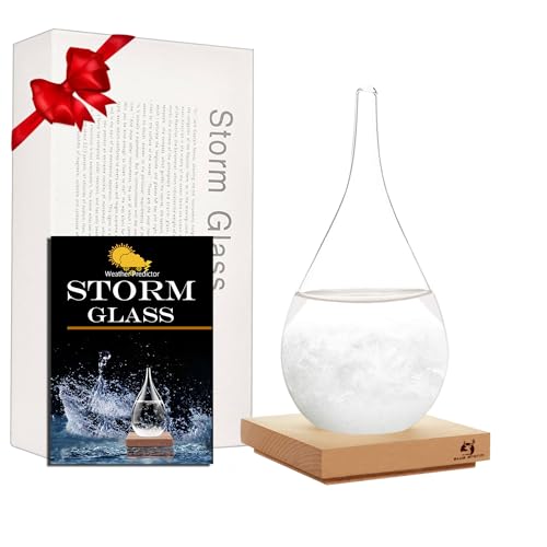 Storm Glass Weather Station - Cloud Storm Crystal Weather Forecast Bottle |Water Drops for Home and Office | Creative Stylish Decorative Desktop Weather Predictor | Weather Instrument