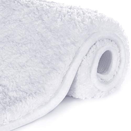 Lifewit Bathroom Rug Bath Mat Plush Microfiber Non-Slip Soft Shower Rug Water Absorbent Thick Shaggy Floor Mat, Machine Washable, 24'x16', White