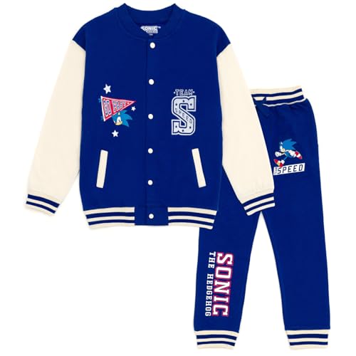 SEGA Sonic The Hedgehog Little Boys Fleece Bomber Jacket and Jogger Pants Blue 7-8