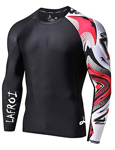 LAFROI Men's Long Sleeve UPF 50+ Baselayer Skins Performance Fit Compression Rash Guard-CLYYB Asym Mecha Size LG