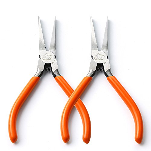 2Pcs Flat Nose Pliers Flat Long Needle Nose Pliers (5-Inch)