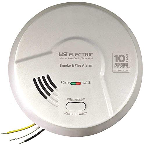 Universal Security Instruments Hardwired Ionization Smoke and Fire Alarm with Battery Backup, Model MI106