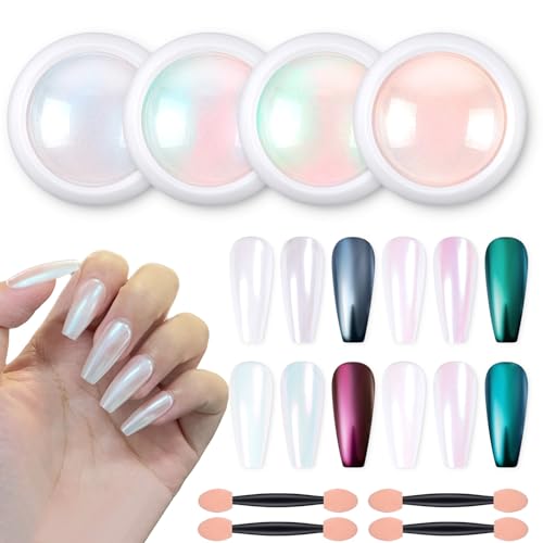Artdone Chrome Nail Powder Metallic Mirror Glitter Effect Pigment Iridescent Aurora Mermaid Pearl Dust Kit for Gel Polish Nail Art Decoration, Resin Craft Arylic powder