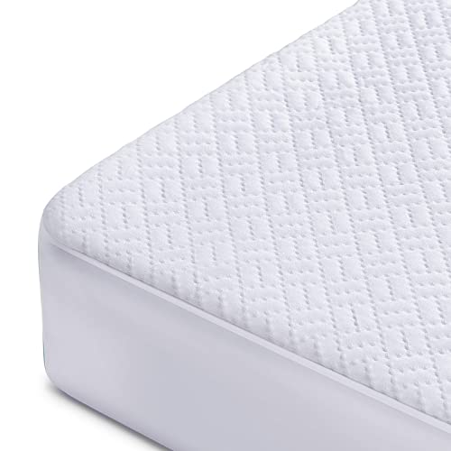 Hanherry 100% Waterproof Mattress Protector Queen Size, Rayon Made from Bamboo Mattress Cover 3D Air Fabric Cooling Mattress Pad Cover Smooth Soft Breathable Noiseless, 8''-21'' Deep Pocket